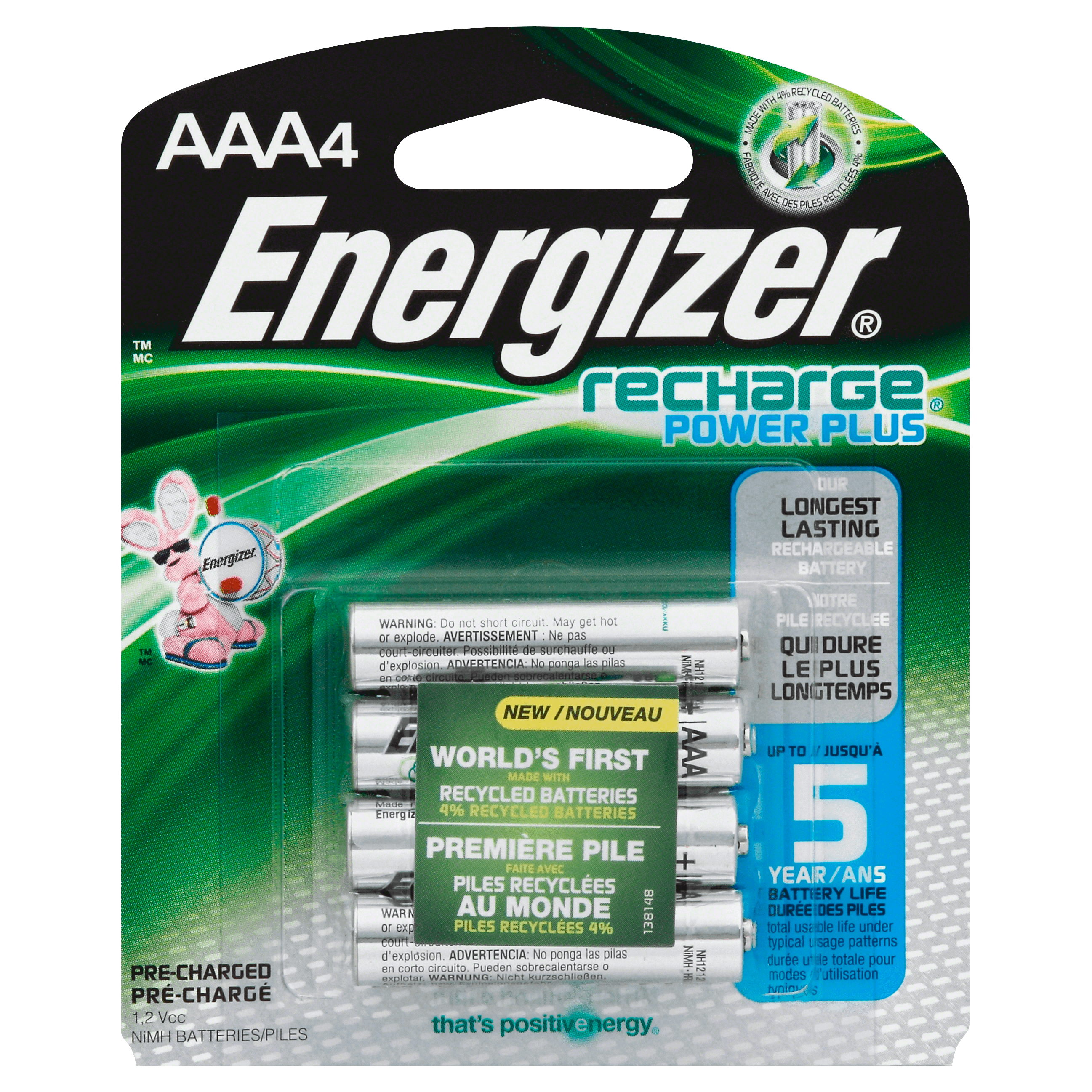 Energizer Rechargeable AAA Batteries – 4 Pack