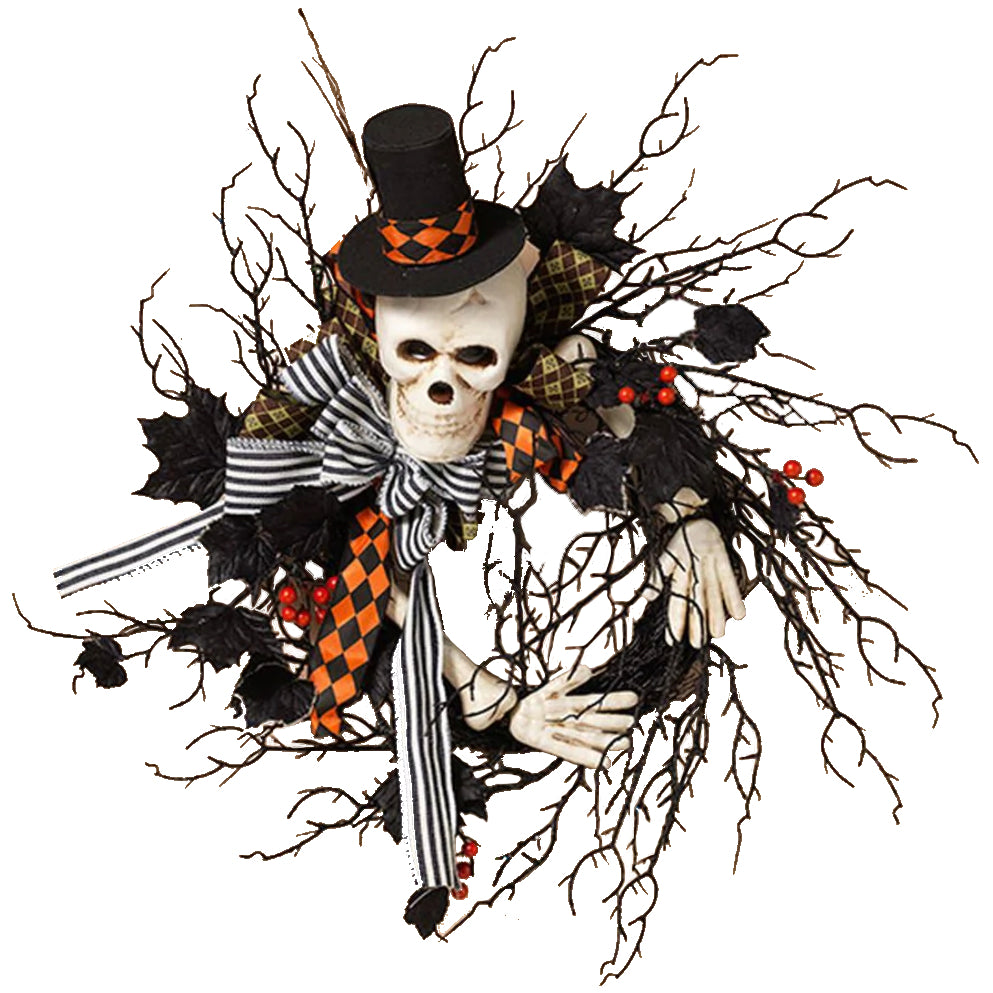 Halloween Wreath W/ Skeleton – 22"