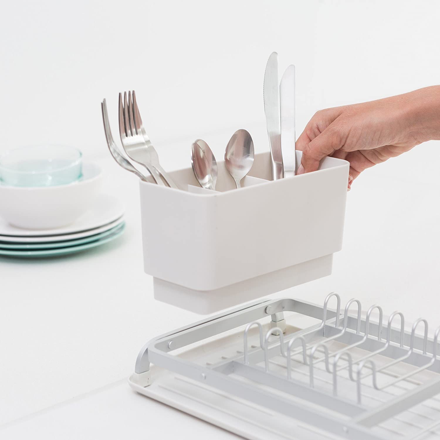 Compact Dish Drying Rack with Drip Tray - Thumbnail 5