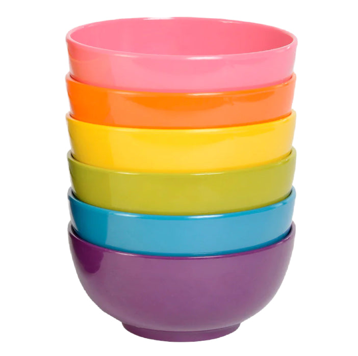 French Bull Rainbow Melamine Small Bowl Set – 6 Piece – 22oz.