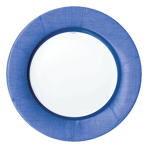 Caspari Linen Border Blue Round Paper Salad & Dessert Plates - 8pk