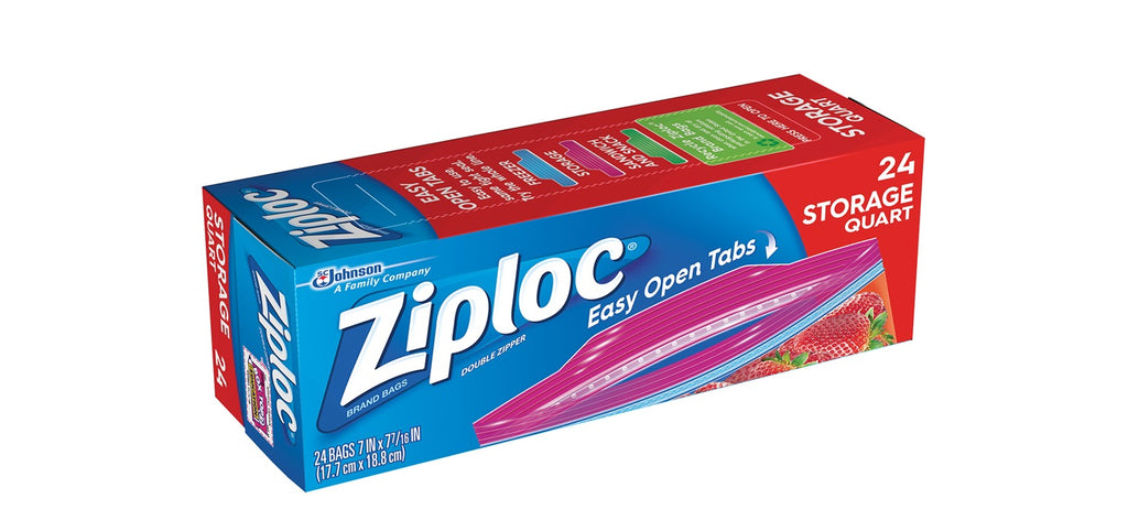Ziploc Storage Bags Quart Size, 24 CT (Pack of 3) 