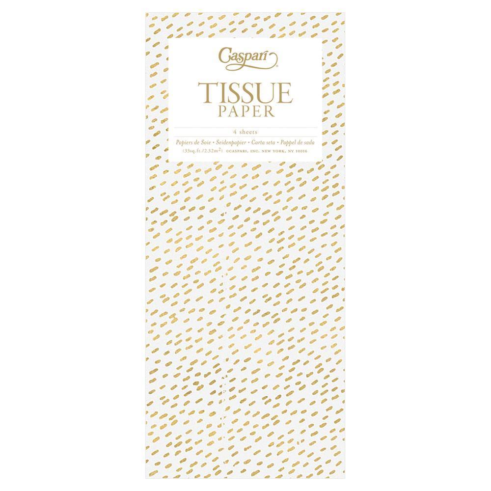 Little Dash Tissue Paper in White & Gold - 4 Sheets