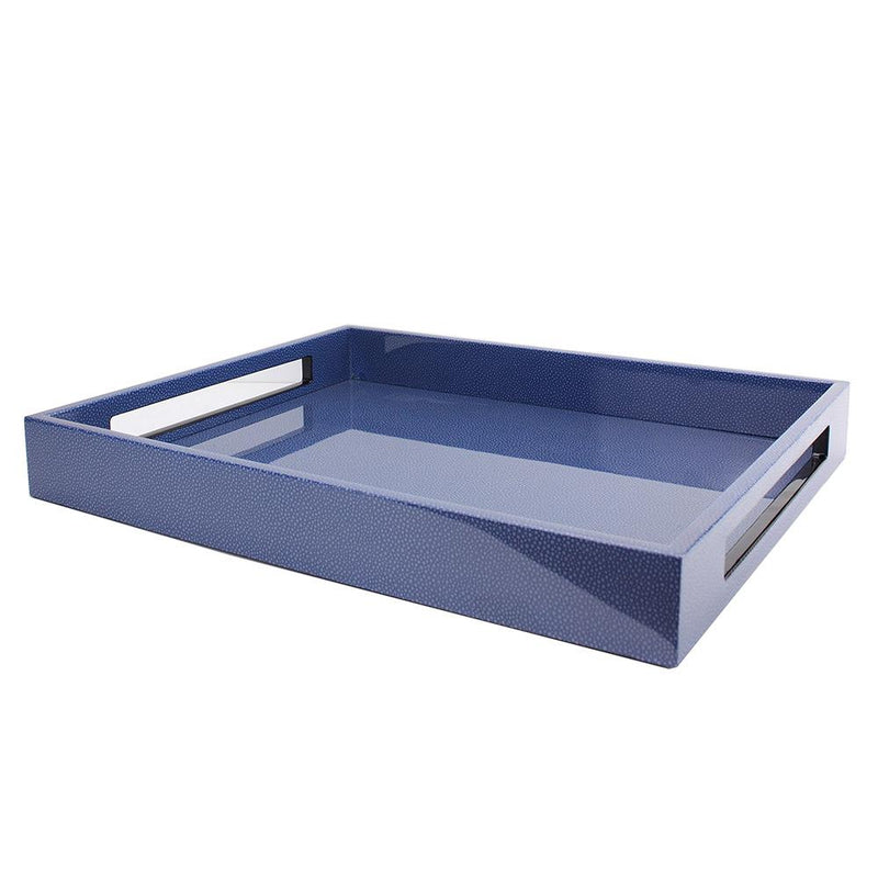 Addison Ross Lacquered Tray – Blue Shagreen – 16” x 14”