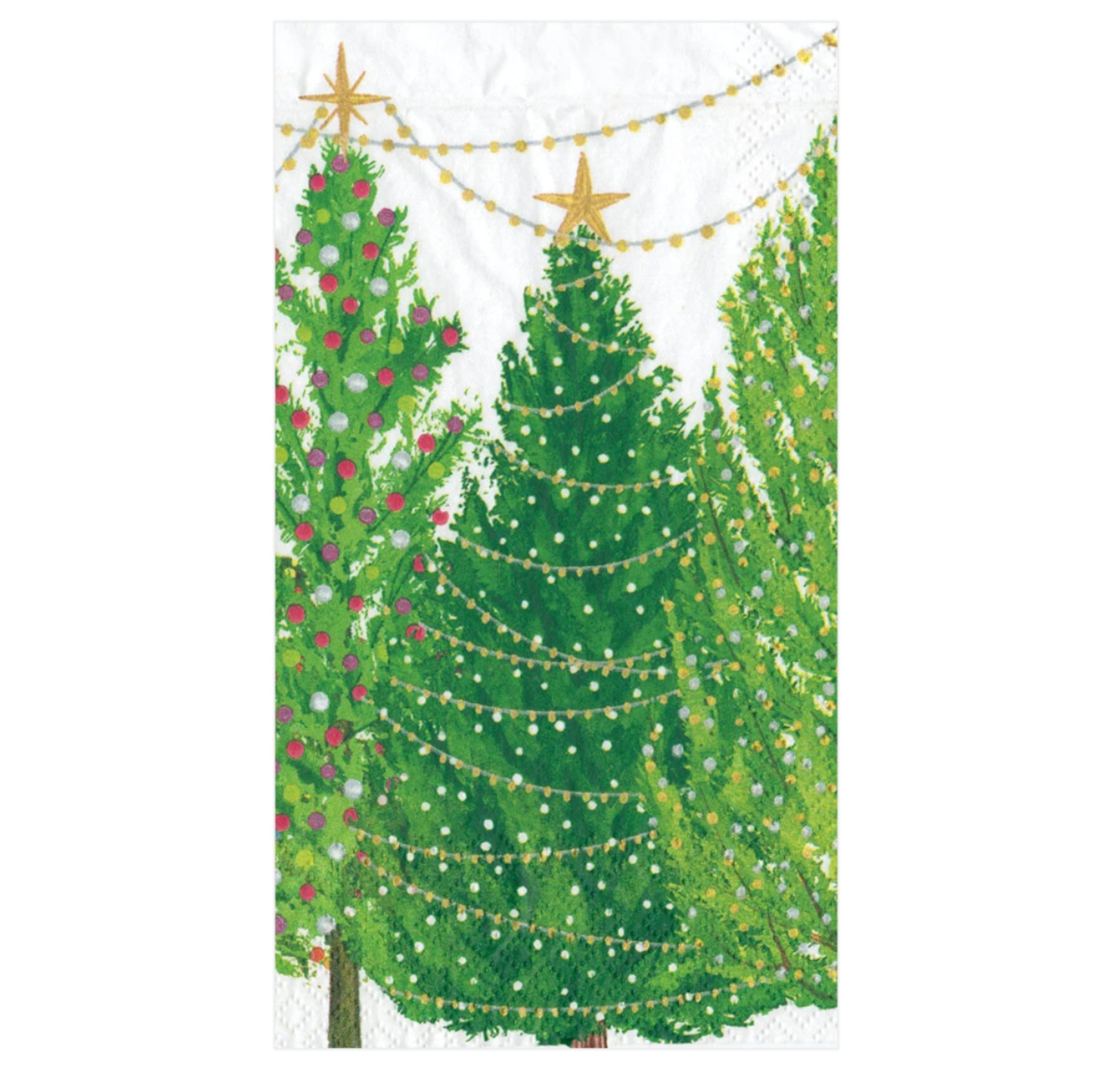 Caspari Christmas Trees with Lights Guest Towel - 15pk