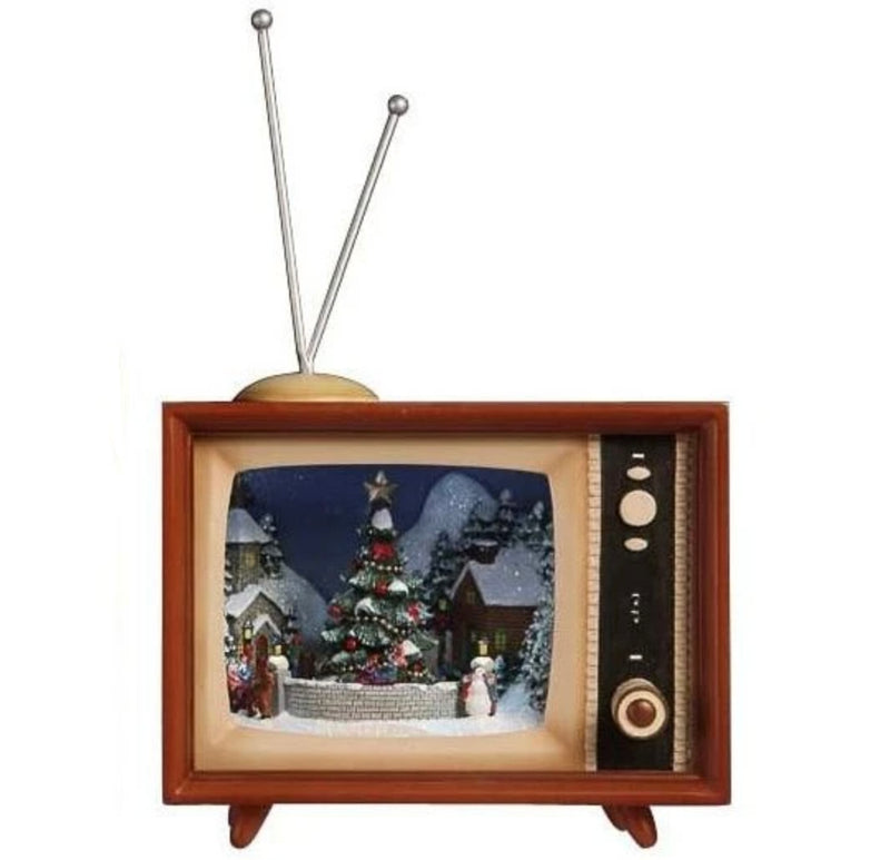 Musical Christmas Horizontal Vintage TV Box – Plays 8 Songs