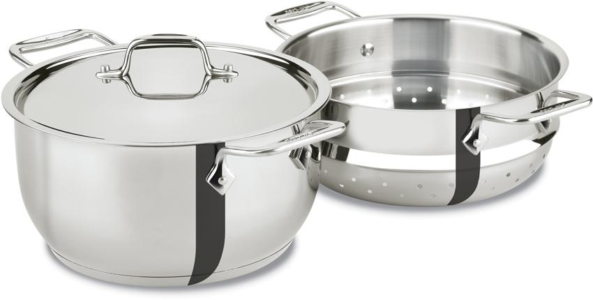 All-Clad D5 Brushed 4-qt Soup Pot with Steamer Insert with Lid