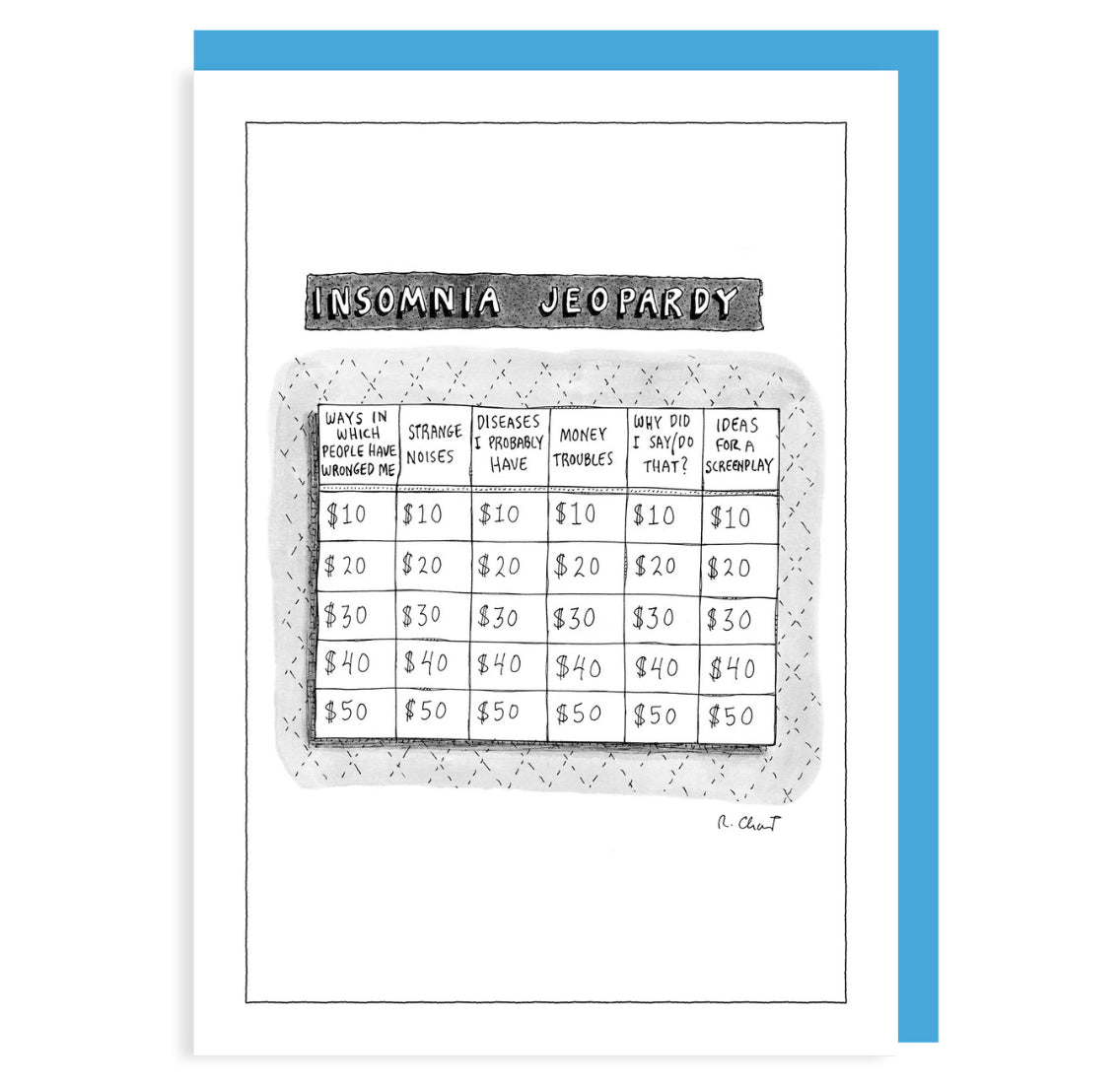 New Yorker Note Card -  Insomnia Jeopardy