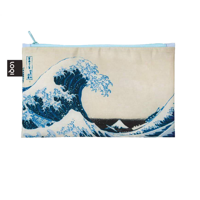 LOQI Reusable Zip Pocket Tote Bags – The Great Wave – Set of 3
