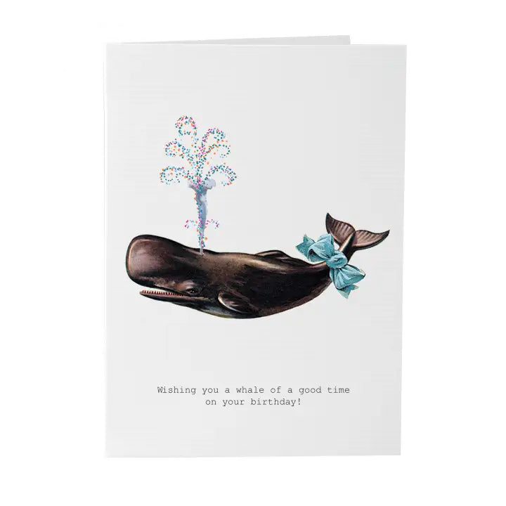Wishing you a Whale of a Good Time Birthday Glitter Greeting Card – 3.5" x 5"