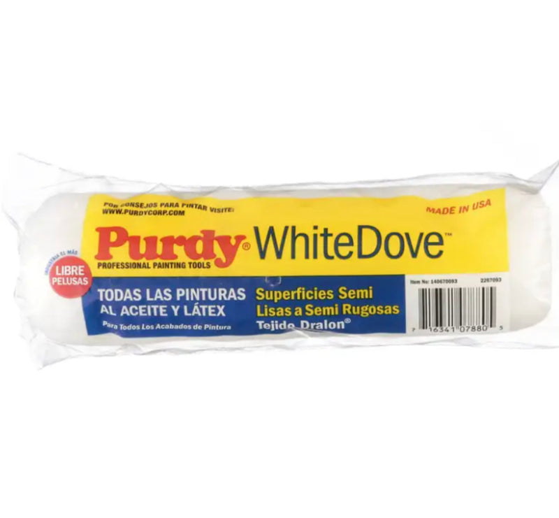 White Dover Paint Roller Cover – 9" x 1/2"