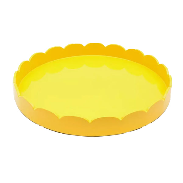 Addison Ross Round Scallop Lacquered Tray – Yellow – 16” x 16”