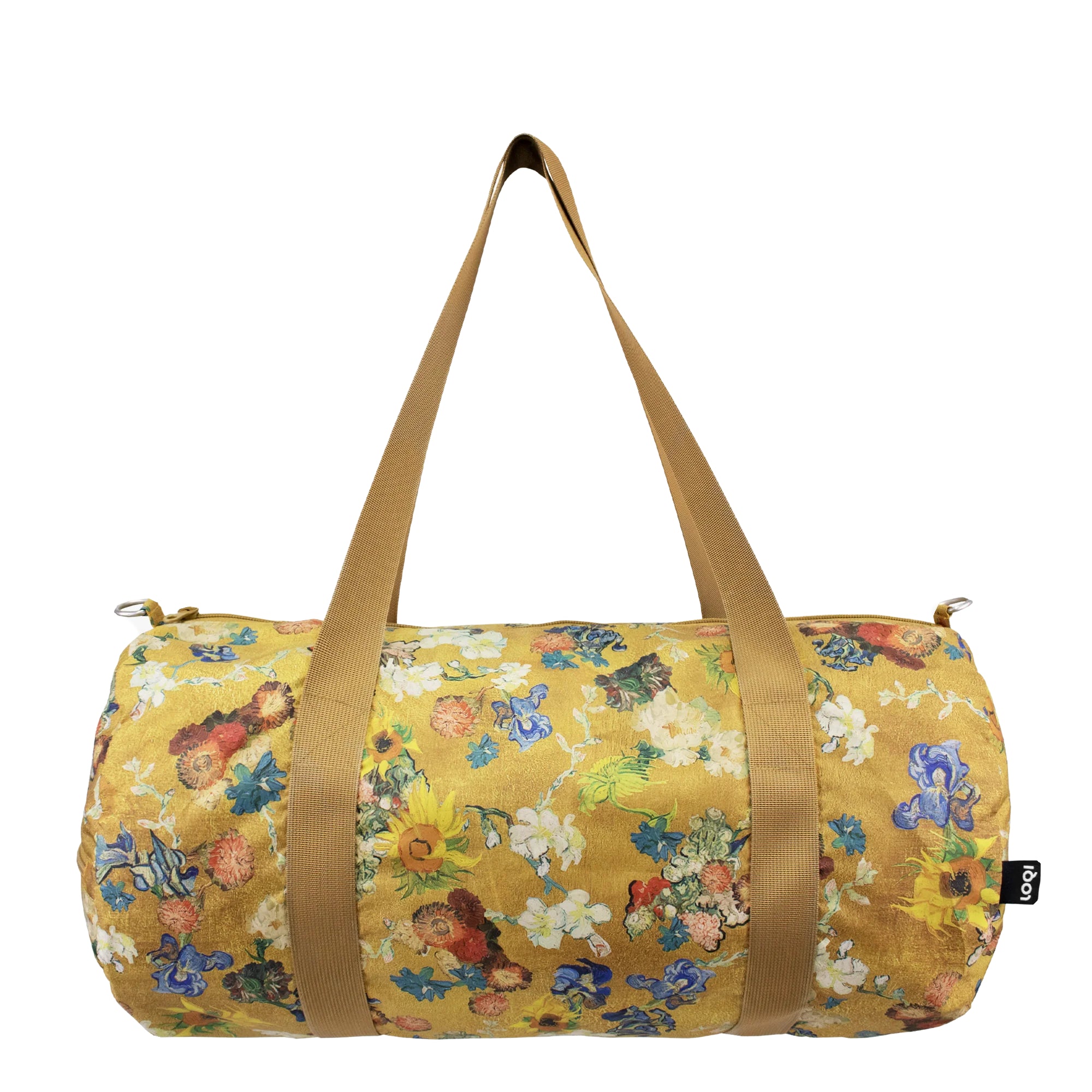 LOQI Recycled Weekender Tote Bag – Vincent Van Gogh Flower Pattern Gold